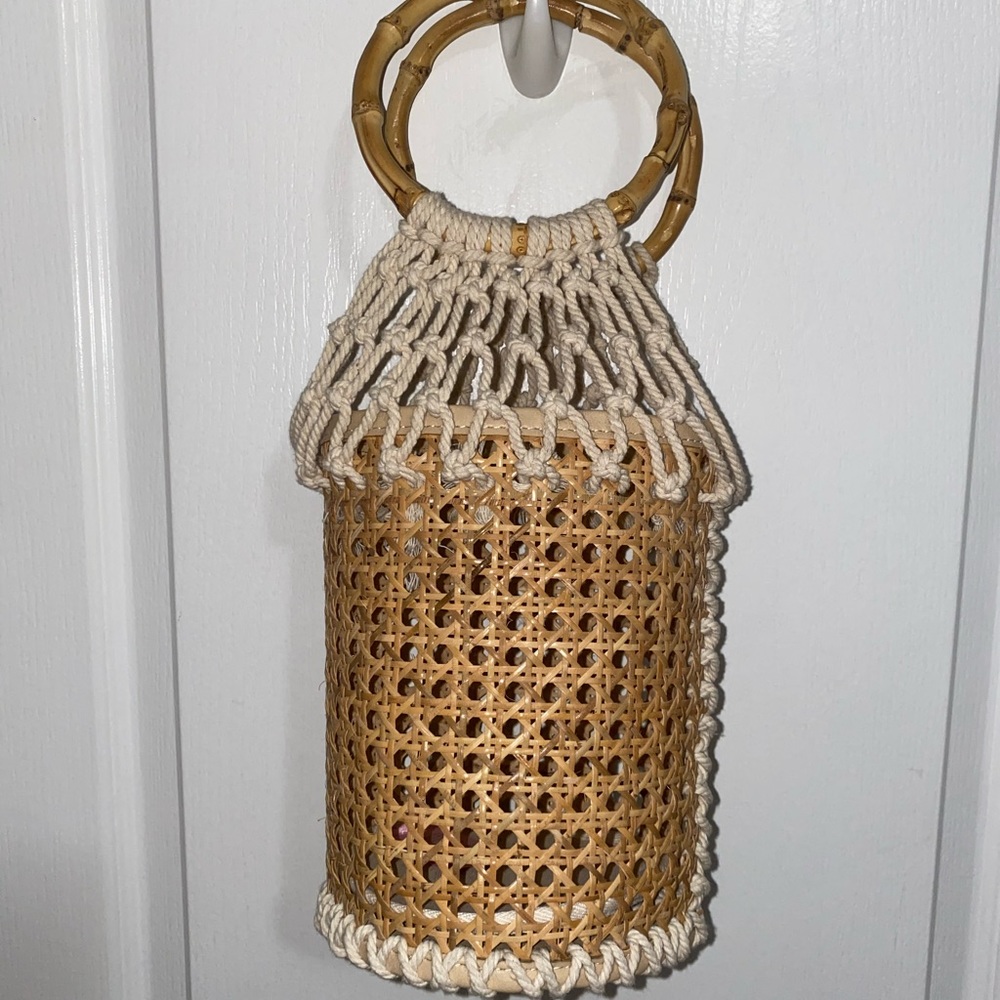 Woven Bag with Bamboo Handles